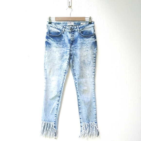 William Rast Denim - William Rast Acid Wash Ankle Skinny Frayed Hem Jeans Sz 28